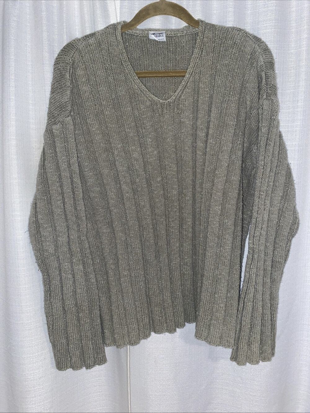 VTG CP Shades Sweater Womens M Oversized beige Knit Olive Alpaca Kid Mohair